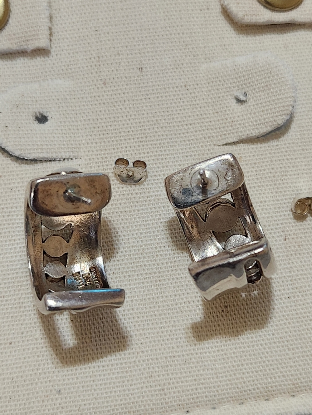 Barse Chunky 925 Sterling Silver Mother of Pearl Modernist Wide Hoop Earrings - Picture 6 of 13